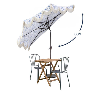 Beverly 9 ft. Designer Classic Scalloped Fringe Half Market Patio Umbrella